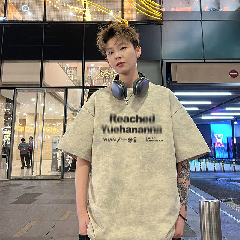 Tie-dye Short Sleeve Men's Style t American Style Summer T-Shirt2025New Cotton Youth High Street Trendy Cool Style