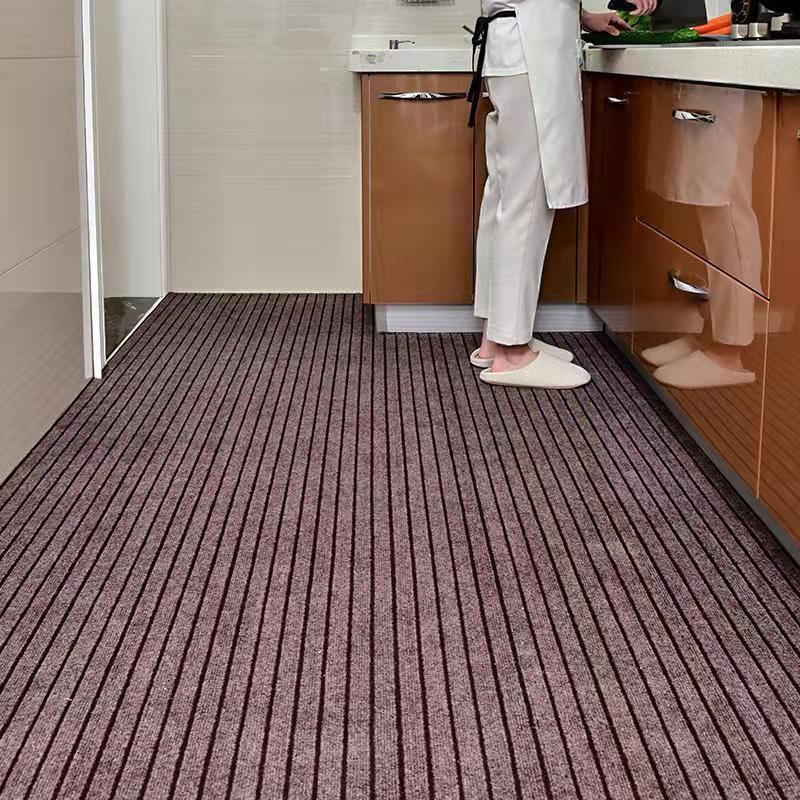 Cuttable Entrance Door Mat Home Kitchen Non-Slip Oil-Proof Washable Striped Non-Slip Water-Absorbent Carpet Floor Mat