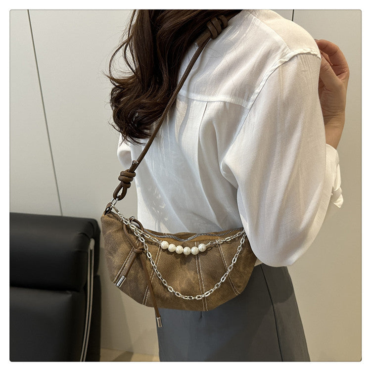 French Niche Ox Horn Bag for Women Shoulder Bag2025New Fashion Dumpling Bag Versatile Simple Crossbody Bag Export