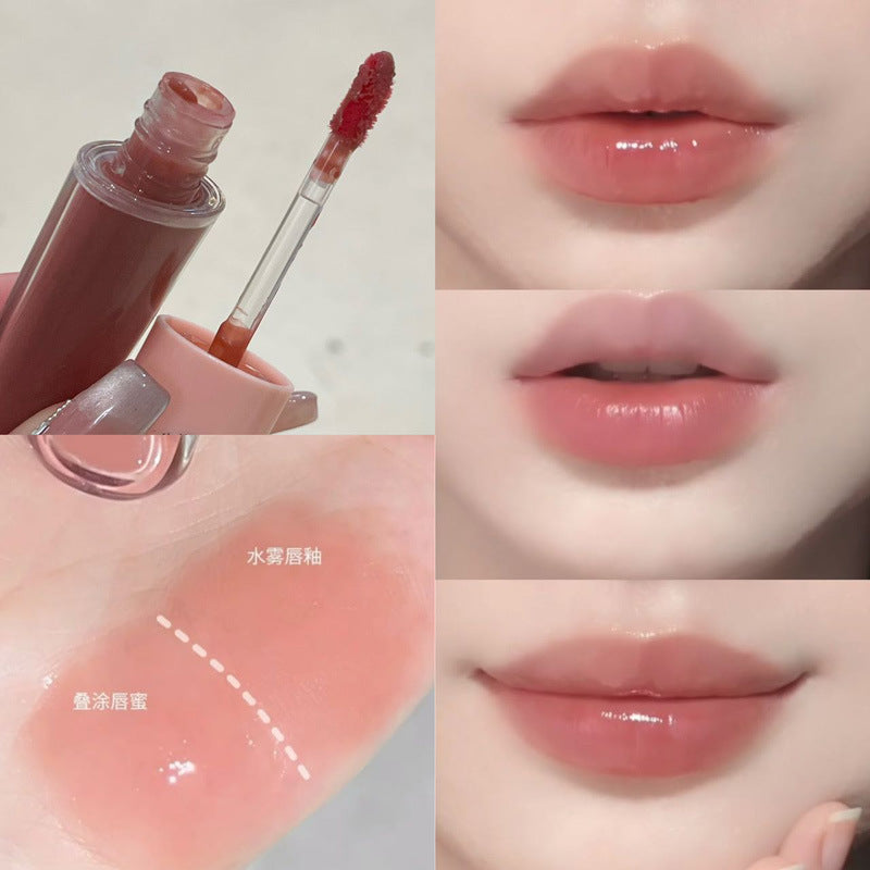 HERORANGE Moisturizing Dual-Ended Lip Gloss Velvet Matte Water Gloss Mirror Double Texture Non-Sticky Lipstick HR499