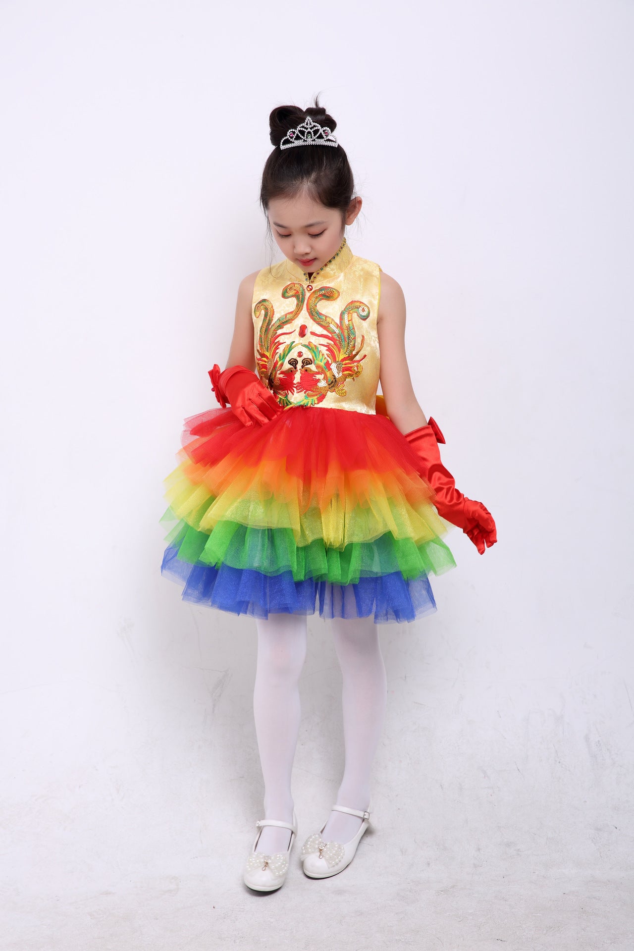 Children's Performance Costumes for Boys and Girls Chinese Style Primary and Secondary School Students Chorus Costumes Princess Dress Puffy Skirt Long Pants Performance Costumes