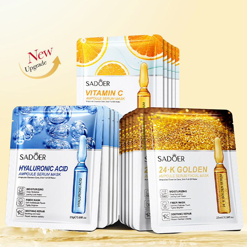 Full English Ampoule Essence Mask SADOER Hyaluronic Acid Hydrating Vitamin C Moisturizing Cross-Border Wholesale
