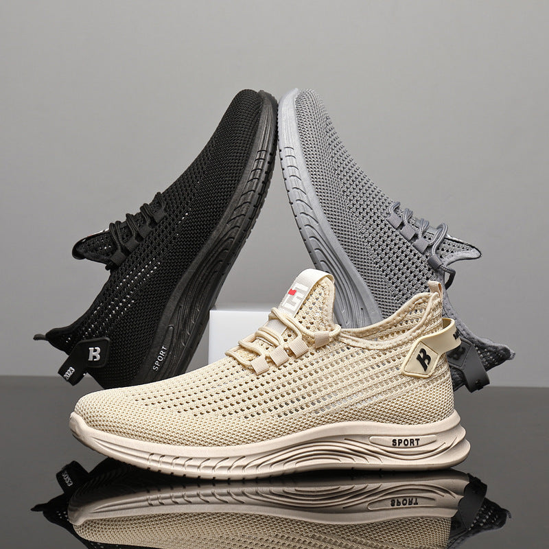 2024Wholesale Dropshipping Casual Sports Shoes Lightweight Breathable Trendy Men's Shoes Summer New Soft Sole Round Toe