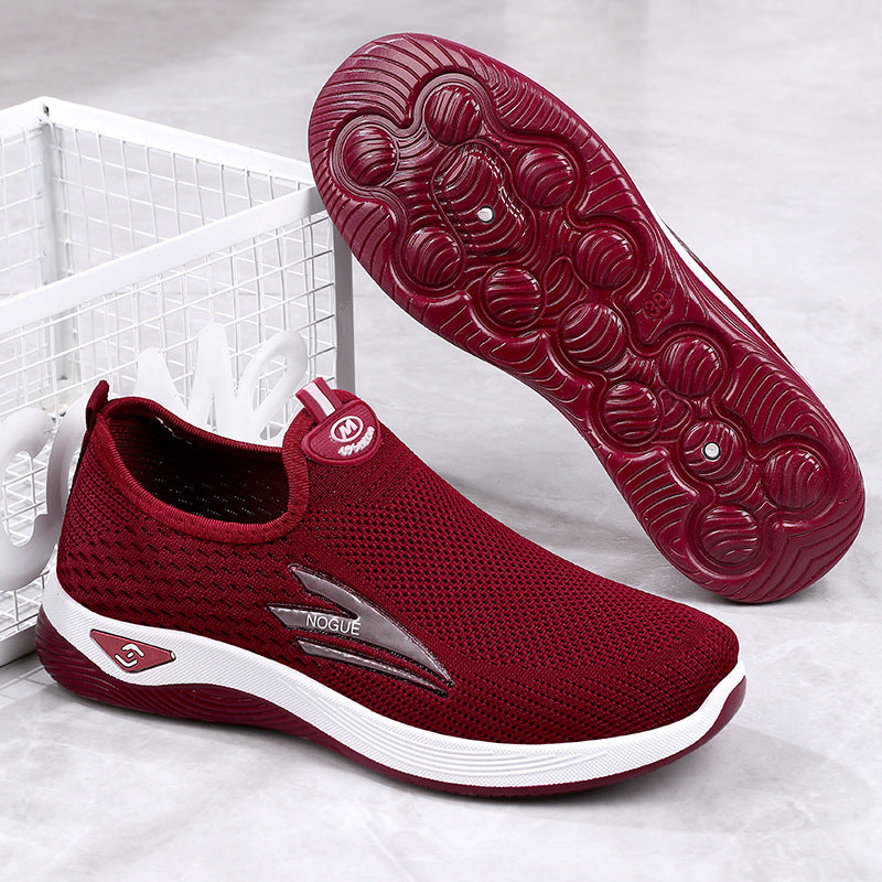 Old Beijing Cloth Shoes for Men, Slip-On Woven Surface Walking Shoes, Elderly Shoes, Non-Slip Soft Sole Casual Sports Shoes