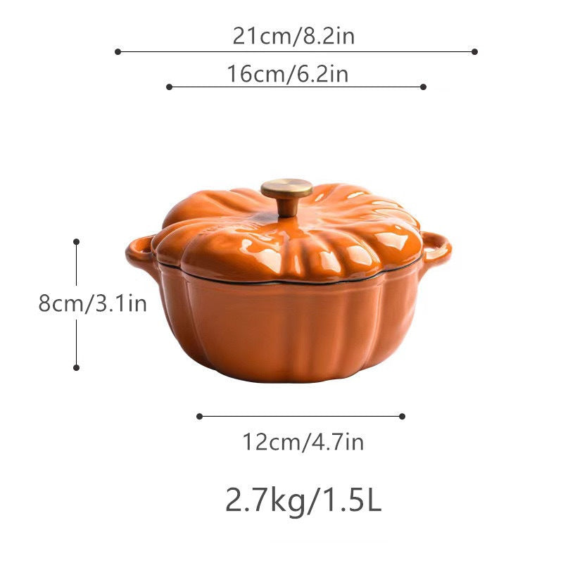 Enamel Pot Pumpkin Shape Enamel Pot Soup Stew Multifunctional Pot Household Enamel Soup Pot Induction Cooker Compatible