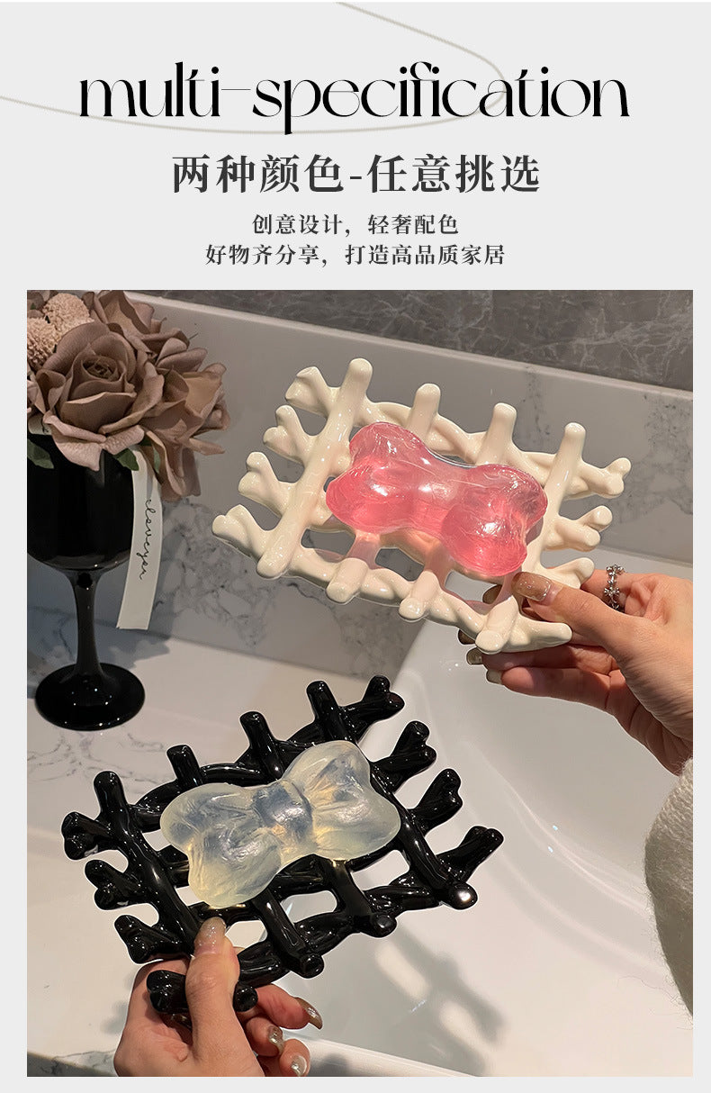 Light Luxury Soap Dish Soap Holder Ceramic Draining Rack Household High-end Bathroom Washstand Storage Artifact