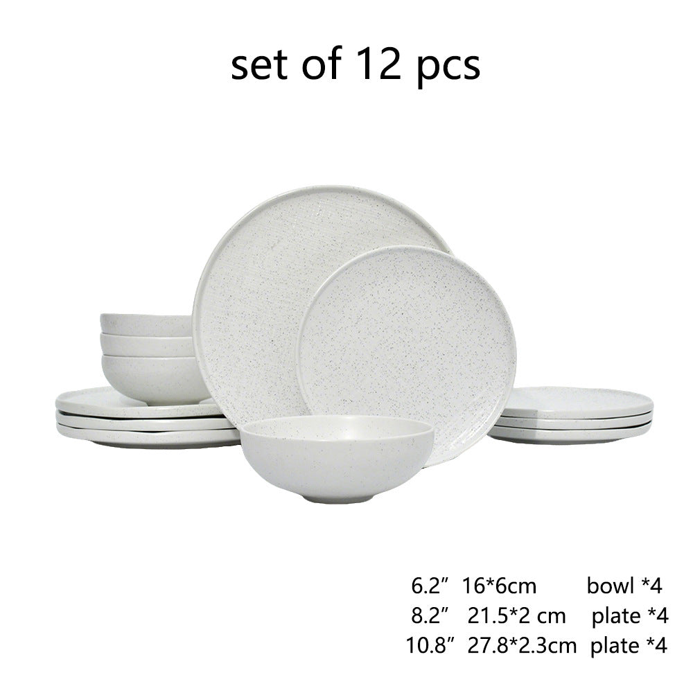 ceramic black plates bowl dinnerware Set of 4 set of 16Set