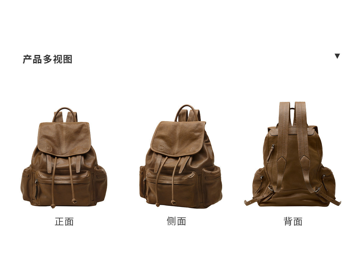 Qiu Zhen Vegetable-Tanned Sheepskin Self-Travel Backpack Travel Lightweight Casual Retro Genuine Leather Large Capacity Backpack Unisex http://detail.1688.com/offer/969513720056.html