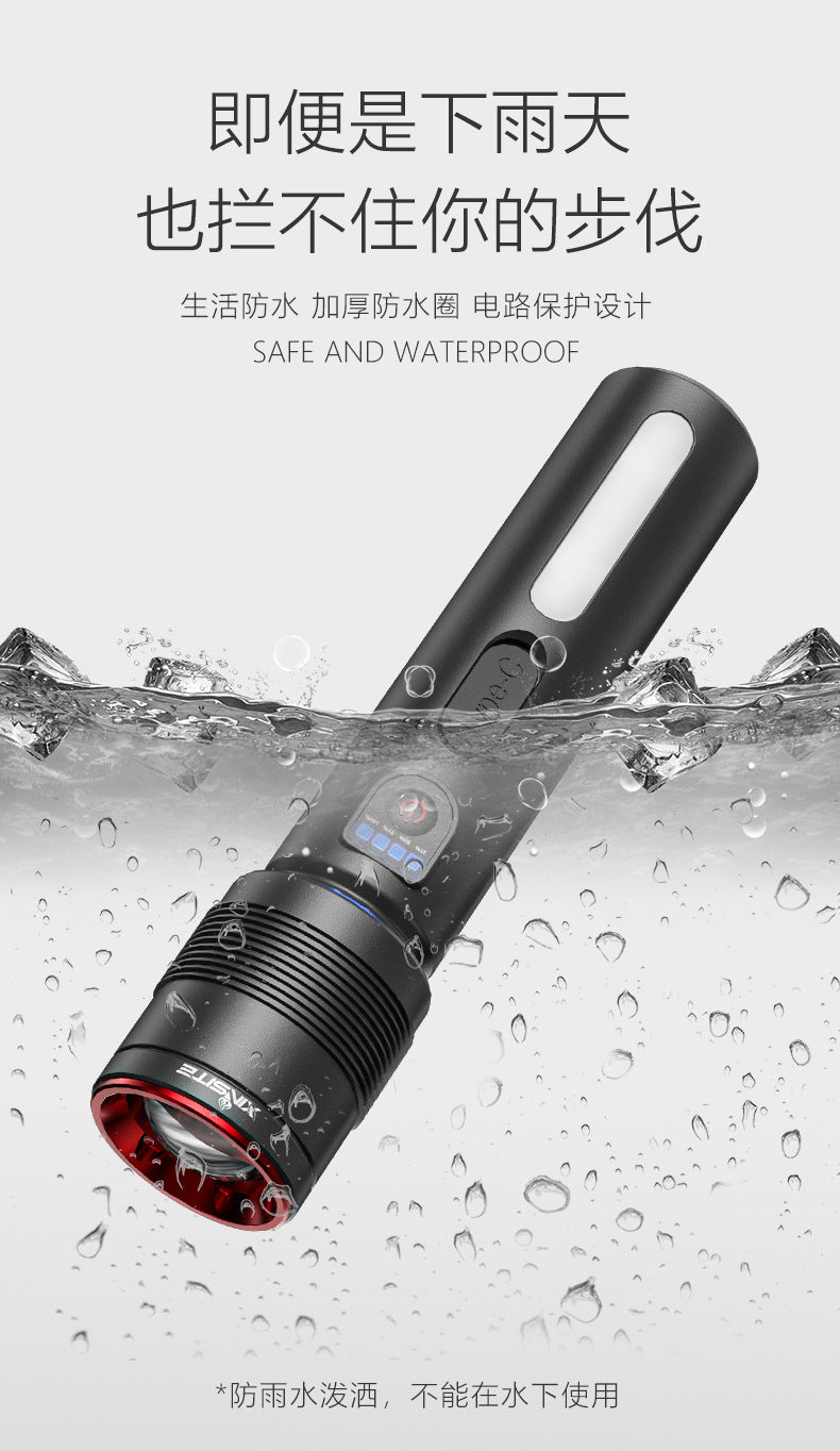 Cross-border Hot-Selling White Laser High-Intensity Side Light COB Zoom Long-Range Multi-Function Flashlight