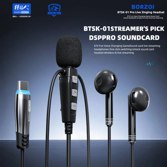 New Professional k Song Live Broadcast Dedicated Sound Card Headset DSP Reverberation Gaming E-Sports Headset Real-Time Ear Return Headset