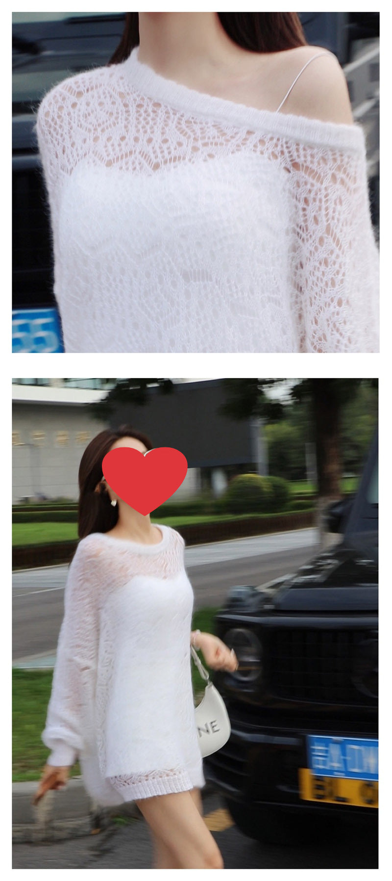 2025Spring New Soft Gentle Fairy Style Hollow Out Sweater Mid-Length Lazy Solid Color Cover-Up Top