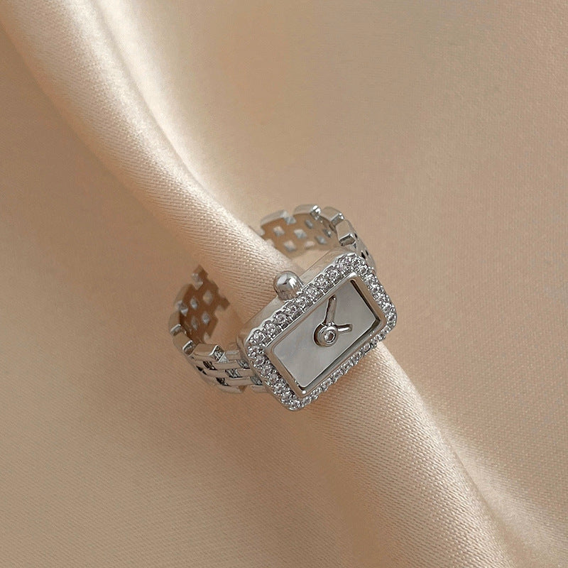 Real Gold Plated Baroque Pearl Tulip Flower Open Ring Korean Fresh Sweet Forest Style Light Luxury Jewelry