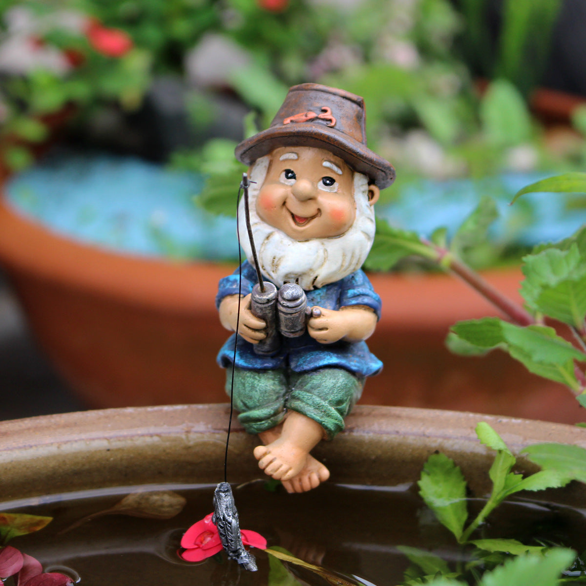 Cross-Border Resin Fishing Dwarf Figurine Garden Rockery Pond Landscape Decoration Accessories Creative Outdoor Courtyard Decor
