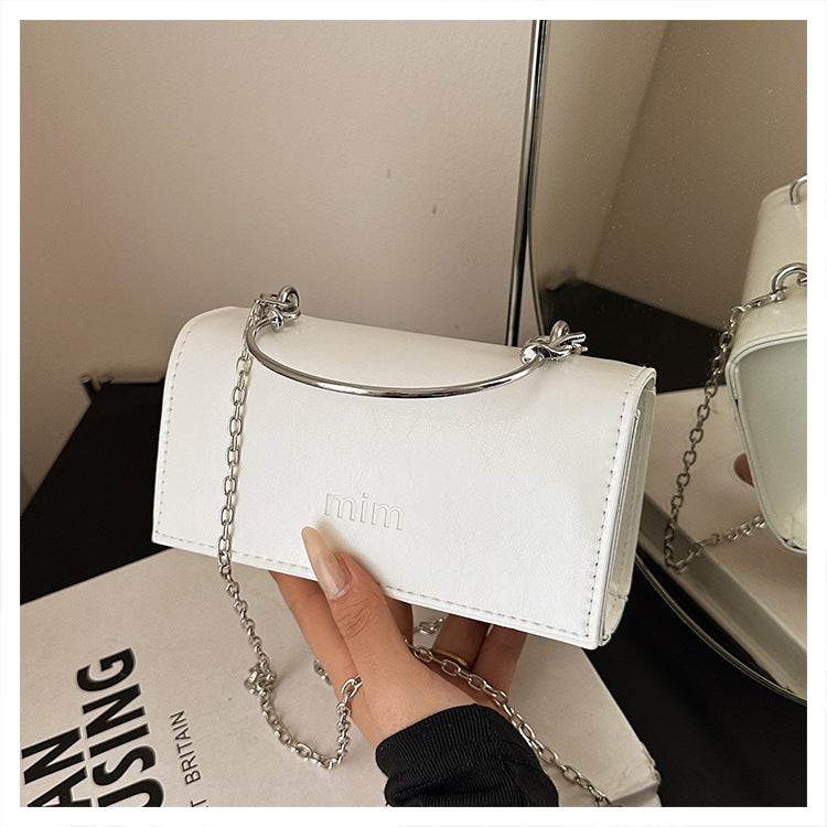2025Spring New Chain Women's Bag Fashion Simple Stylish Single Shoulder Crossbody Bag Retro Handheld Small Square Women's Bag