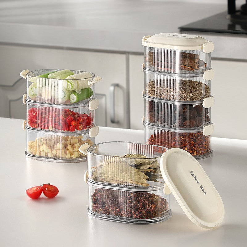 Spice Storage Box Food Grade Compartment Box Household Kitchen Sichuan Pepper Aniseed Seasoning Storage Box Seasoning Sealed Jar