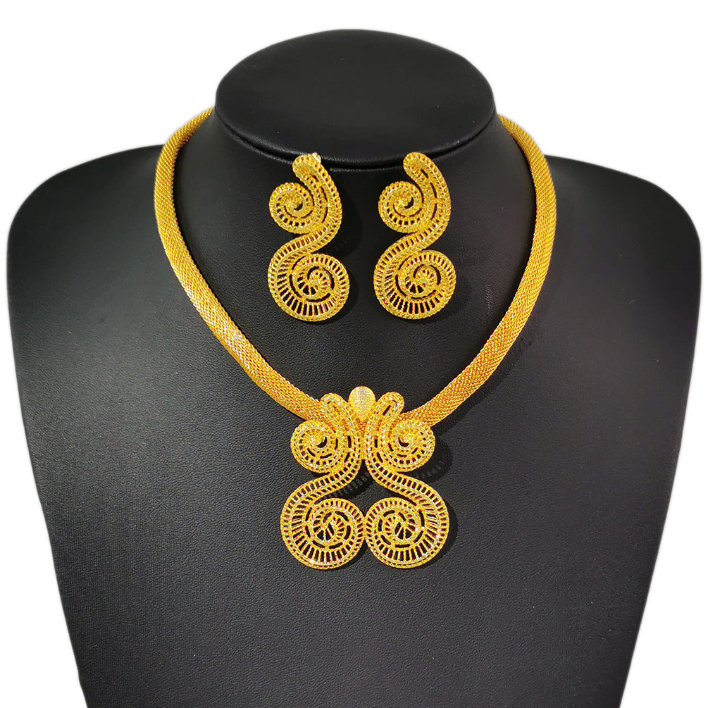 Various Dubai Sets for Women24K Gold Color Big Flower Pendant Necklace and Earrings Wedding Party African Set