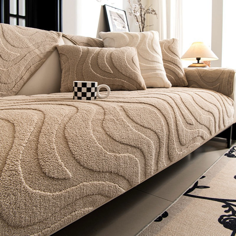 cream-style autumn and winter plush sofa Non-Slip Sofa Cover