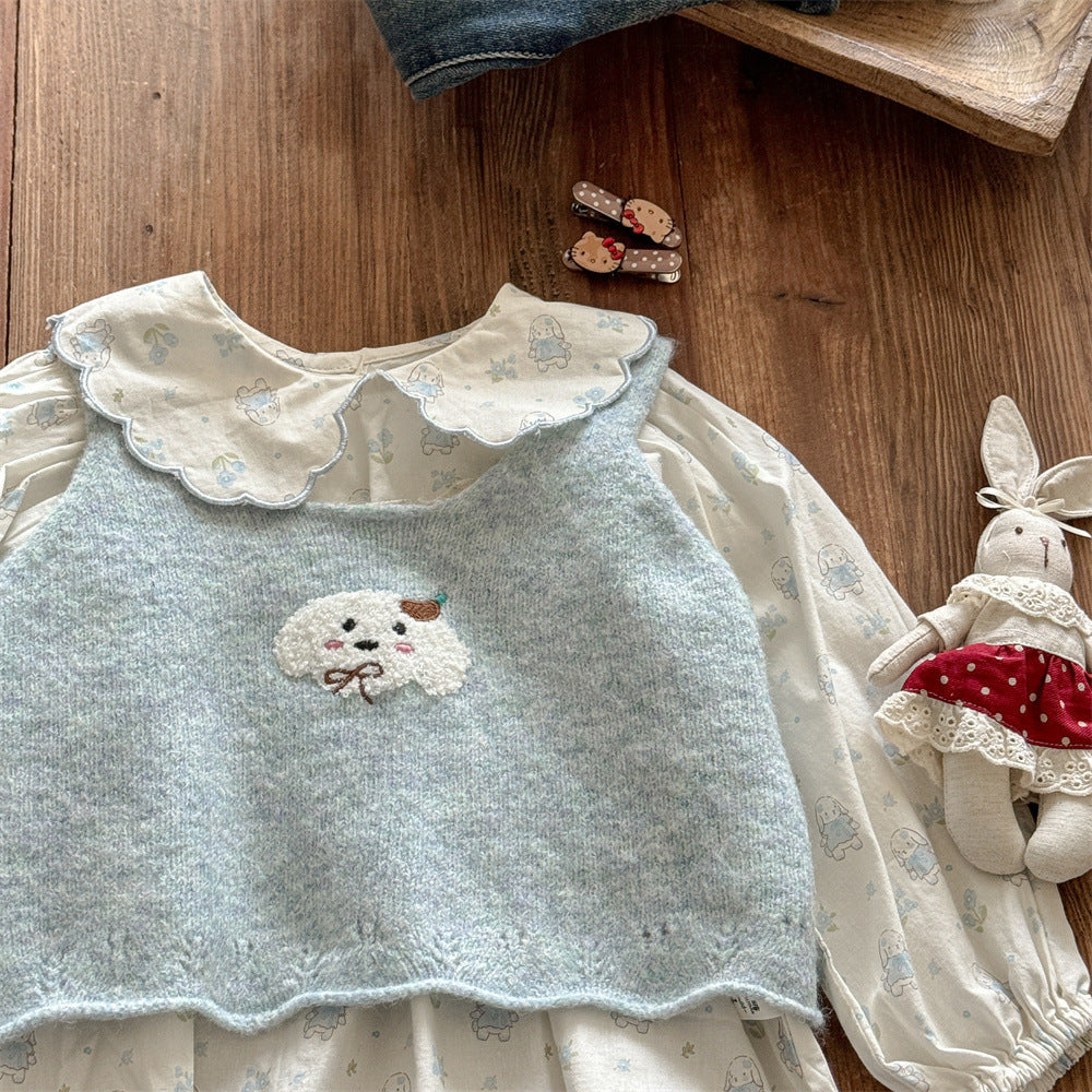 Sweet Little Girl Autumn Outfit New Style Baby Girl Autumn Korean Style Top Two-Piece Set Children's Autumn Clothing