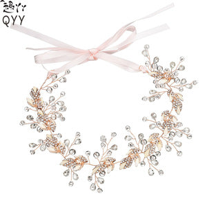 European and American Bride Accessories Wedding Dress Hairband Handmade Pearl Mesh Hair Press Headpiece Exotic Style Accessories Headband