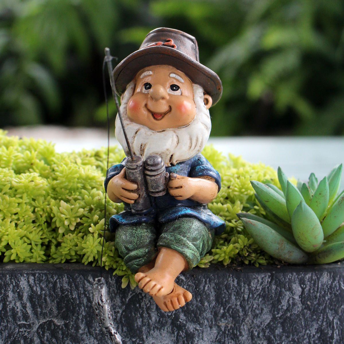 Cross-Border Resin Fishing Dwarf Figurine Garden Rockery Pond Landscape Decoration Accessories Creative Outdoor Courtyard Decor
