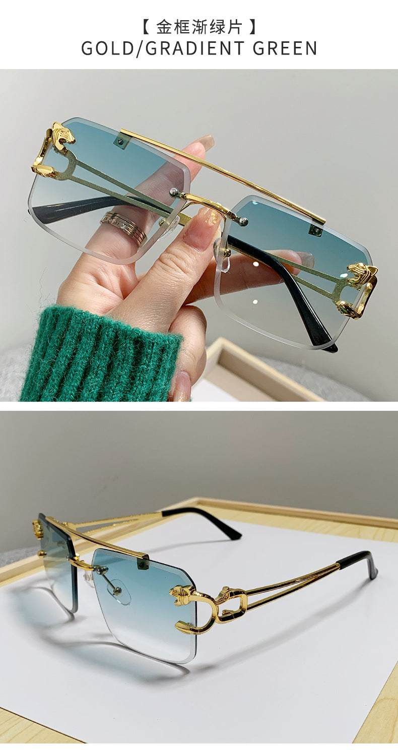 European and American Cross-Border Hot-Selling Double-Beam Edge-Cut Sunglasses for Men Wholesale Trendy Personality Sunglasses for Women sunglasses