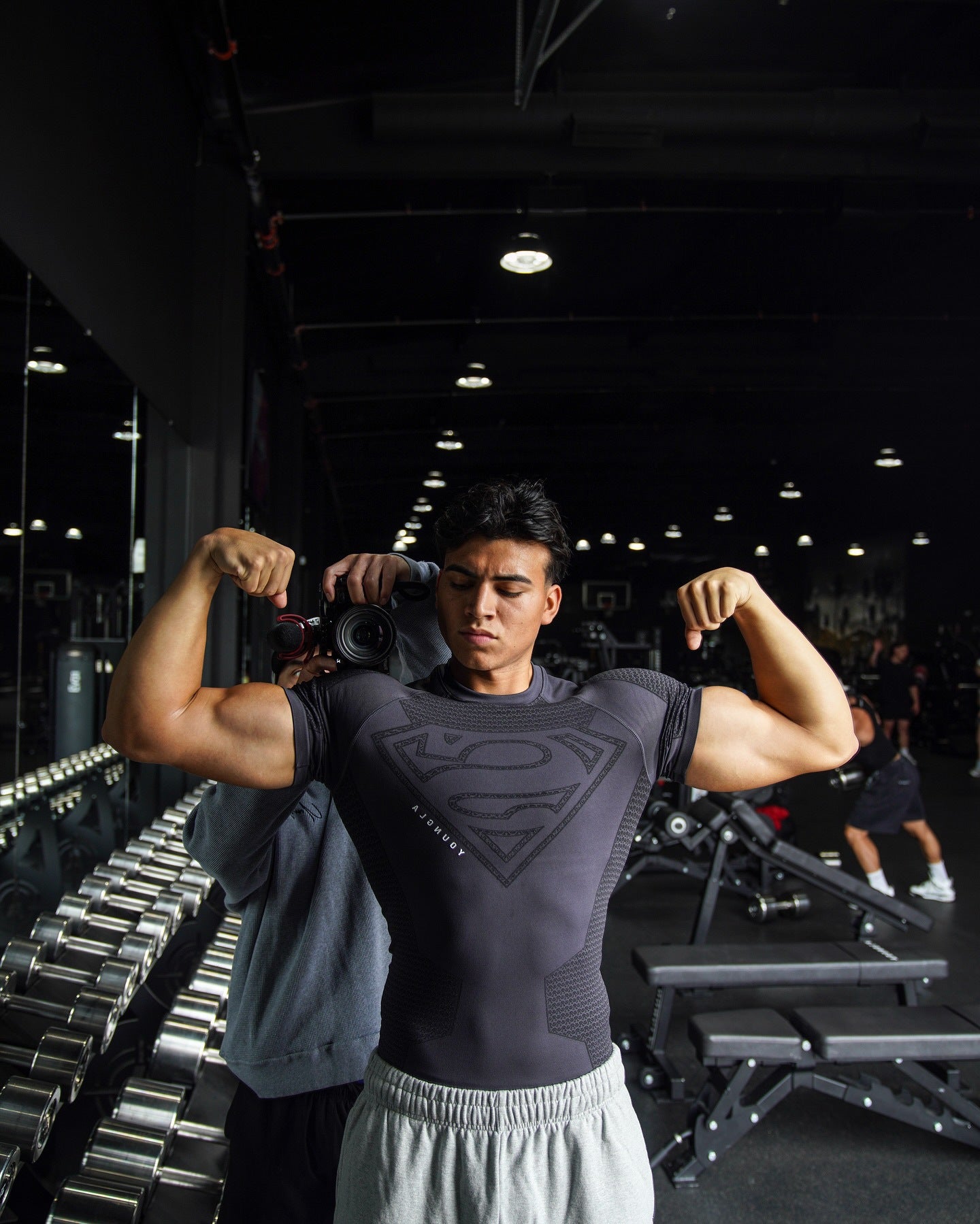 YOUNGLA New American-style Muscle Fitness Men's Sports Short Sleeve Casual Running Quick-dry Breathable Tight-fitting Shirt t T-shirt