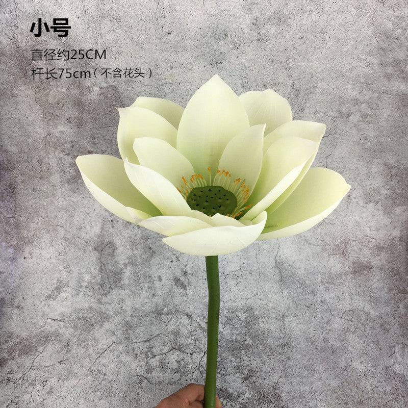 PU Lotus Leaf with Stem Artificial Lotus Leaf Lotus Bud Lotus Pod Chinese Countryside Style Buddhist Hall Decorative Flower Directly from Manufacturer