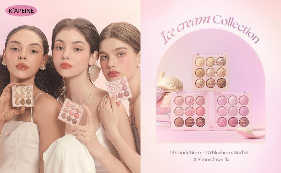 Capel Ice Cream Nine-Color Eyeshadow Palette Pearlescent Matte Rose Palette Under-eye Blush Oat Milk Tea Earth Pure Desire