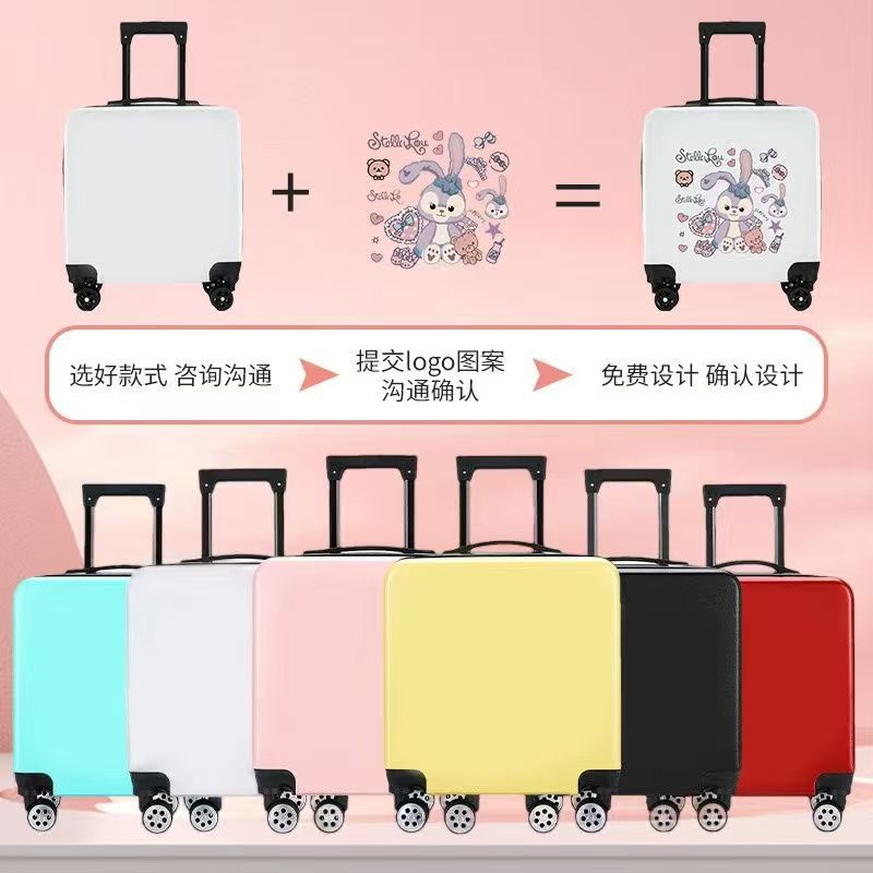 New181-inch Biscuit Children's Trolley Case Elementary School Student Luggage with Printed Words logo Cute male and female baby suitcase