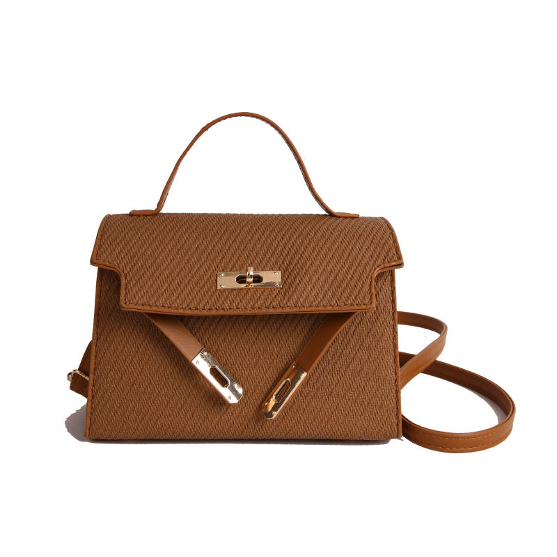 Bag2024New Fashion Small Square Bag Texture PU Handbag Retro Simple Shoulder Bag Trendy Versatile Crossbody