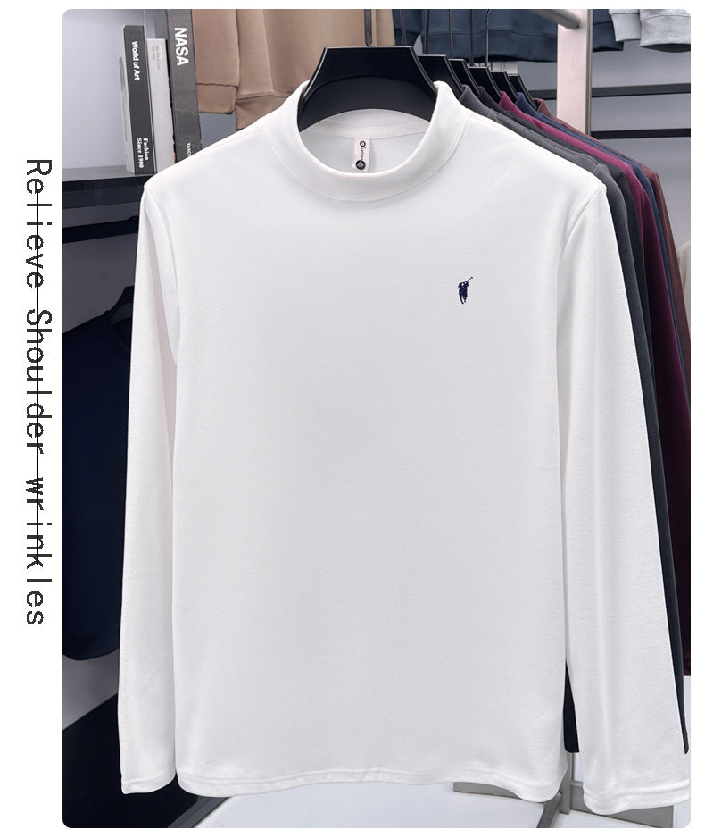 Cross-border foreign trade high-end pony embroidery men's long sleeve t Half Turtleneck Thermal Base Layer Shirt for Men Inner Wear