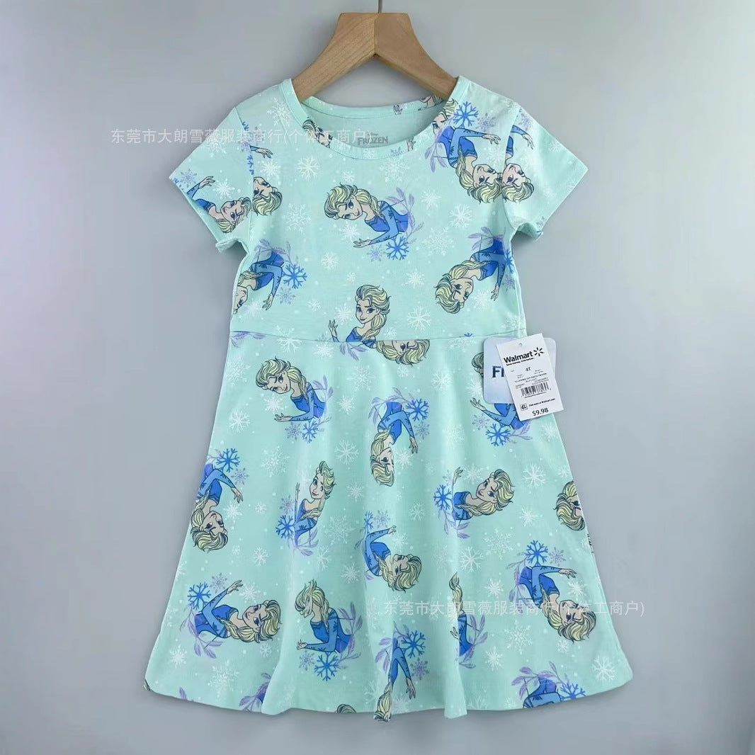 New Printed Turn-Down Collar Children's Dress