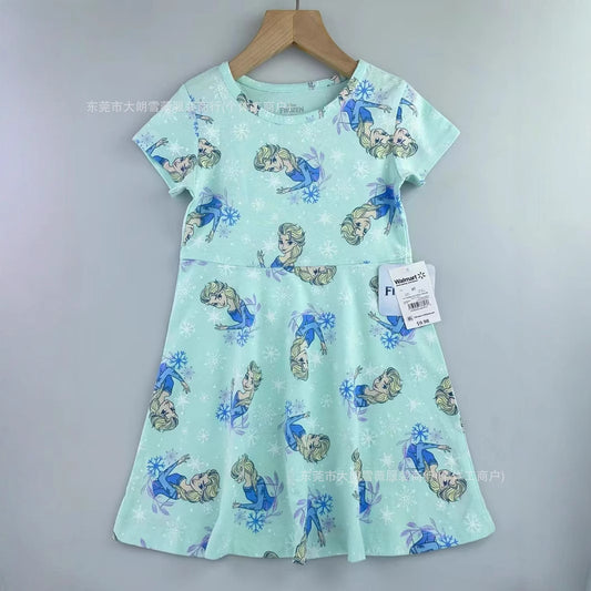 New Printed Turn-Down Collar Children's Dress