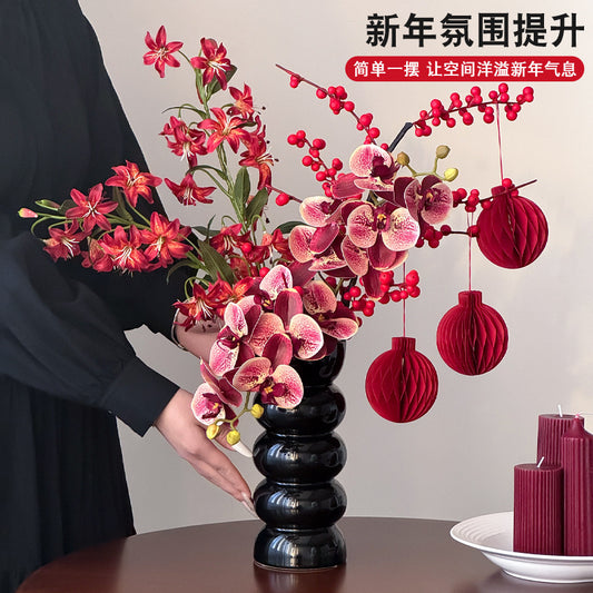 Wholesale Housewarming Gift Winter Green Red Fruit Artificial Flower Bouquet Decoration Ornament New Home Move-in Joy One Piece Dropshipping