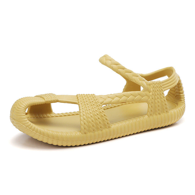 Men's Summer Straw Sandals Hollow Handmade Woven Roman Sandals Vietnamese Slippers Soft Sole Personality Beach Sandals