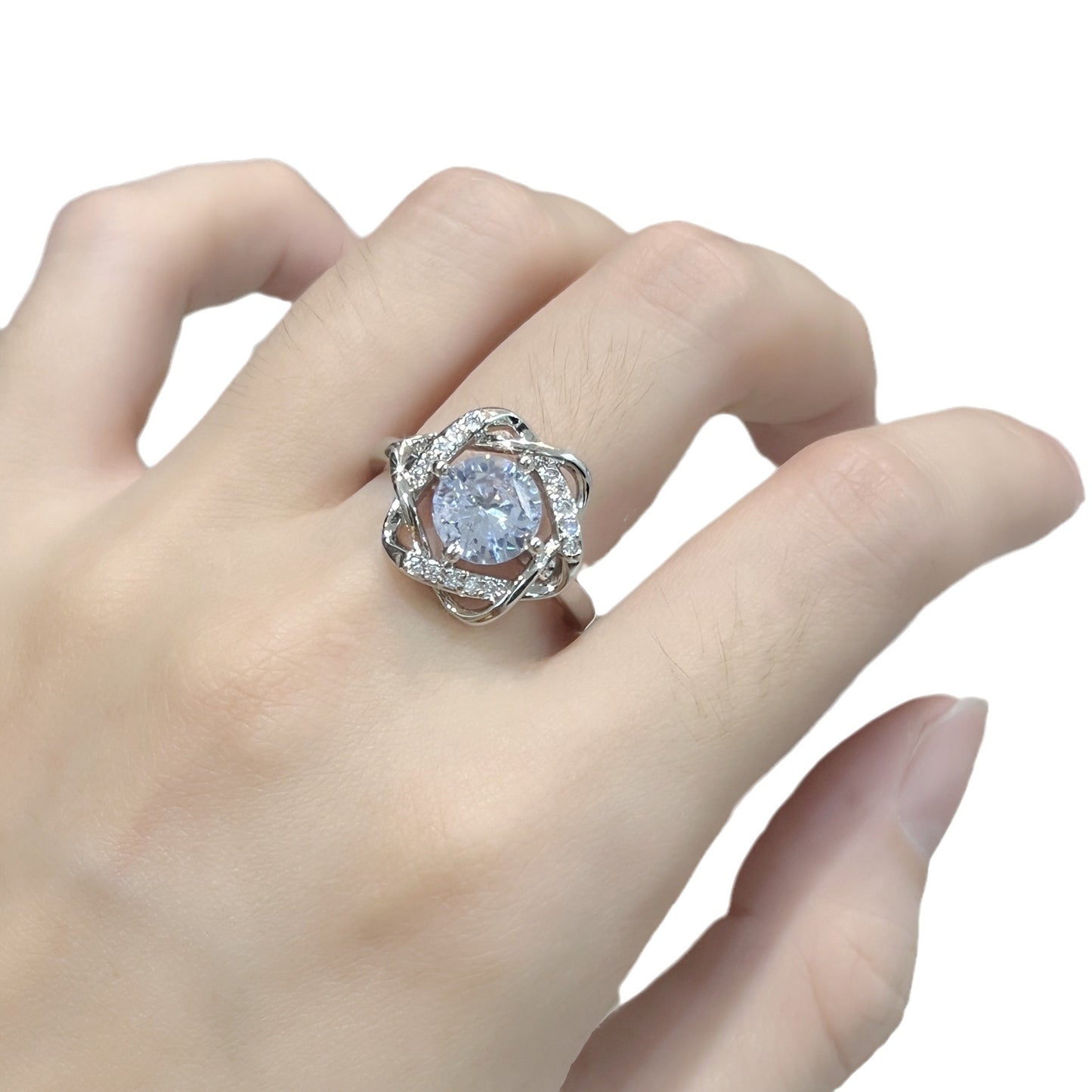 TikTok Live Full Diamond Hexagram Ring Earrings Pendant Necklace18K Gold Rotating Windmill Diamond Ring Jewelry Set