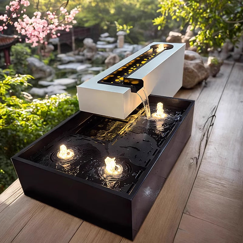 Stainless Steel Fish Pond Water Feature Flowing Water Ornament Garden Courtyard Outdoor Fountain Circulating Water Landscape Engineering Decoration