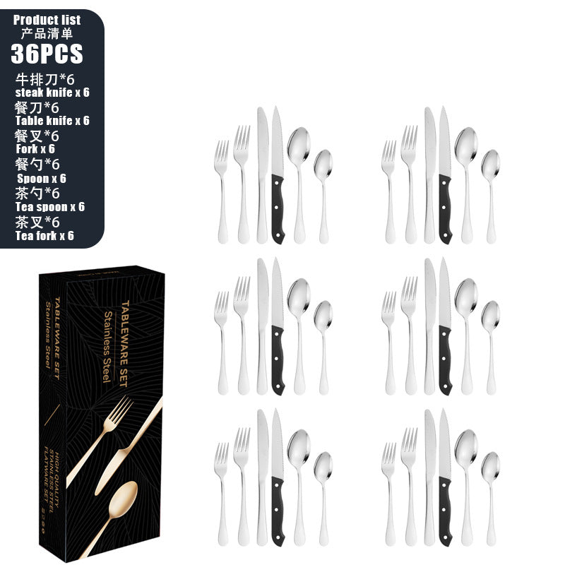 Tableware set Stainless Steel Tableware Set8Set of Cutlery, Fork, and Spoon for One Person48Set of Steak Knives in Color Box