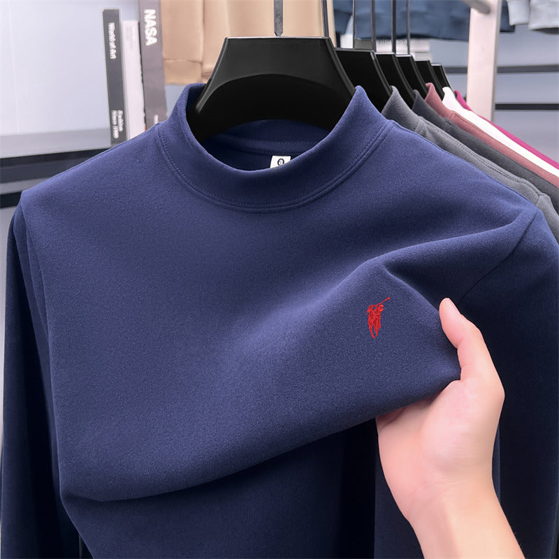 Cross-border foreign trade high-end pony embroidery men's long sleeve t Half Turtleneck Thermal Base Layer Shirt for Men Inner Wear