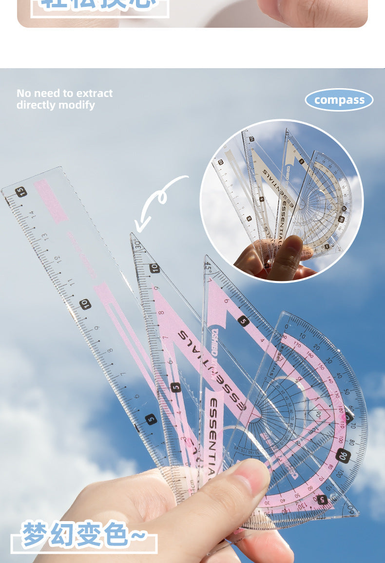 Compass and Ruler Set Essential Study Supplies for Middle School Students Elementary School Special Math Drawing Tool Set Ruler and Compass
