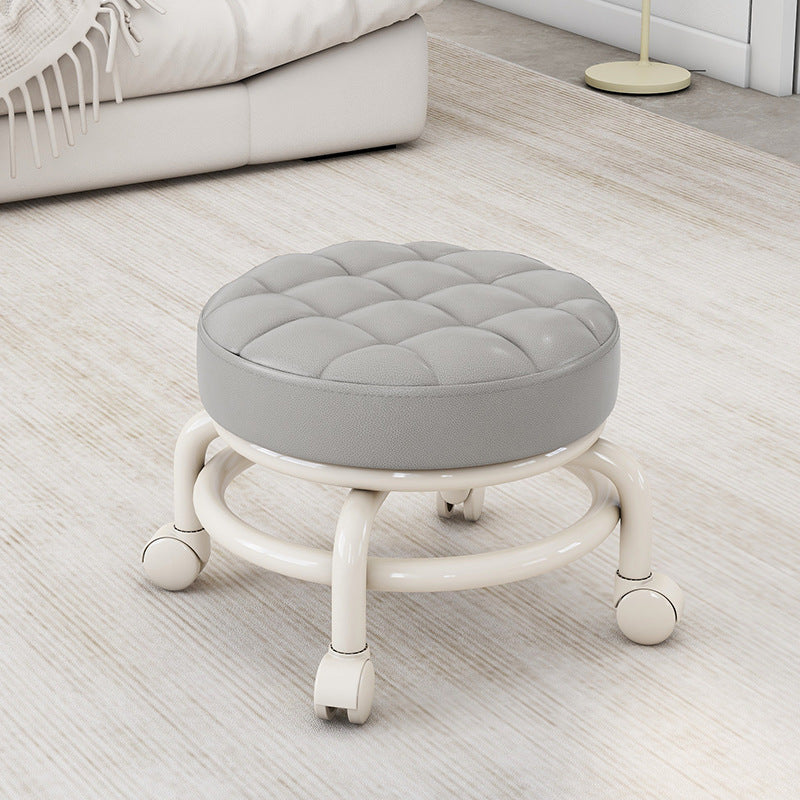 Universal Wheel Small Stool with Wheels, Low Stool for Home, Shoe Changing Stool, Living Room Children's Round Stool with Wheels, Silent Wheels