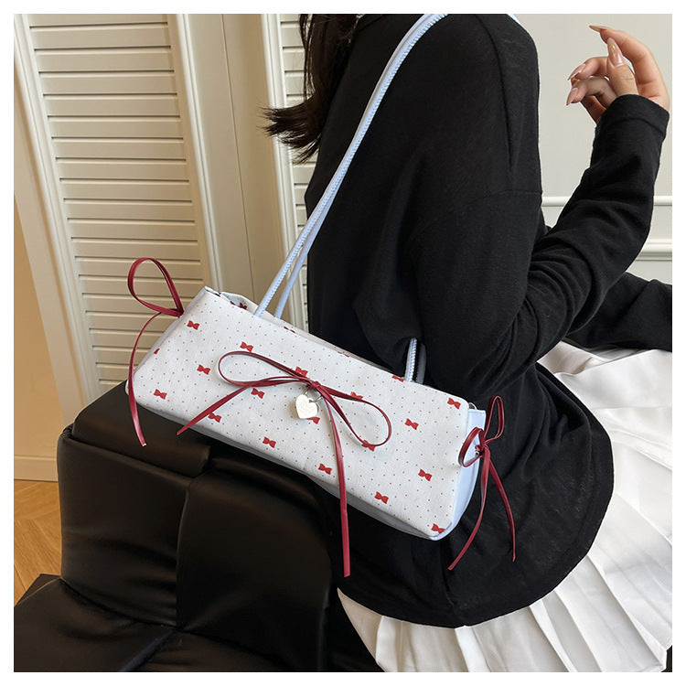Korean Style High-Value Bowknot Bag for Women2025Summer New Single Shoulder Underarm Bag Fashion Polka Dot Handheld Small Bag for Women