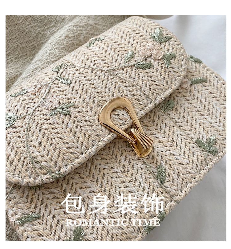 This year's trendy fashion straw woven small bag for women in summer2024New Trendy Versatile Lace Woven Single Shoulder Crossbody Bag for Women