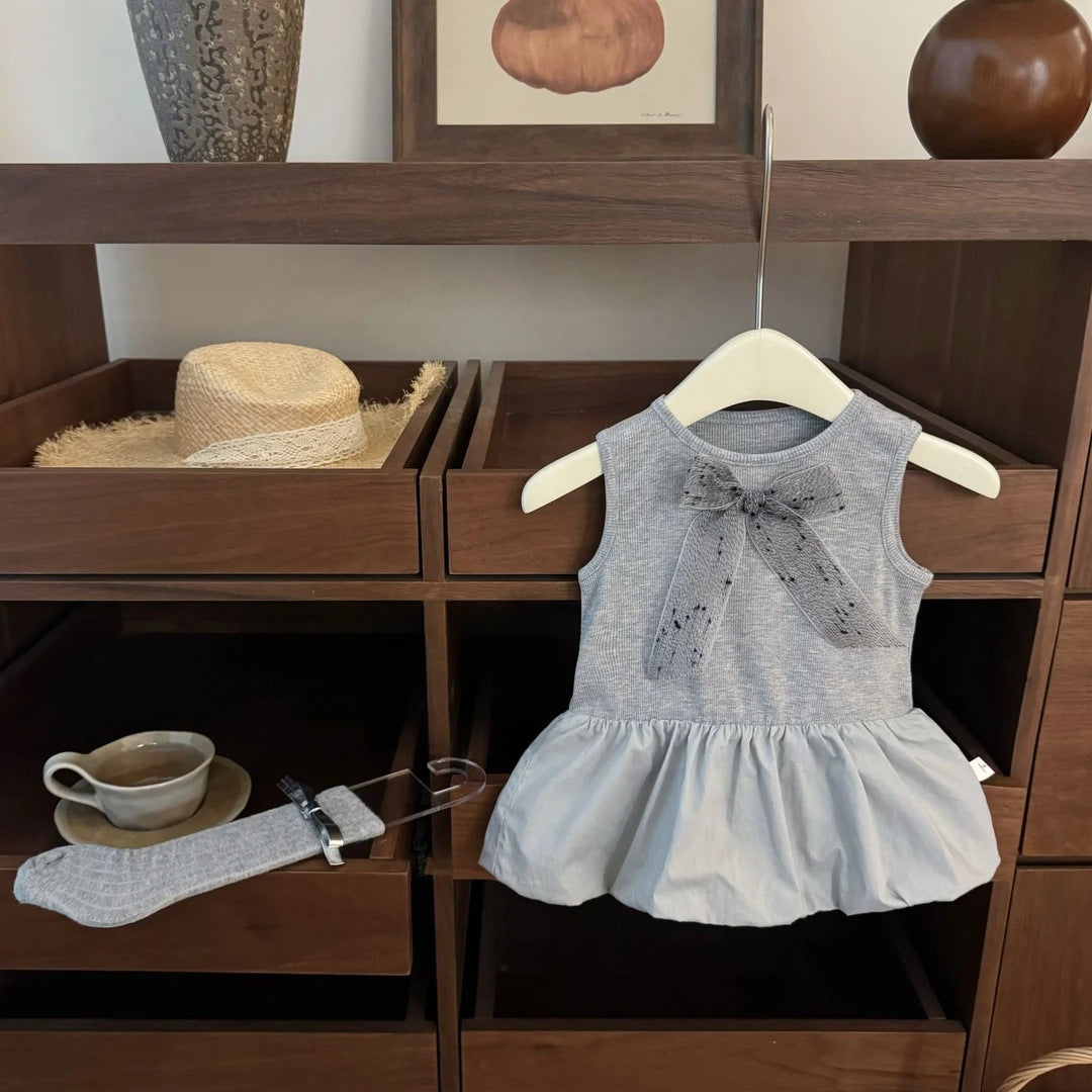 Little Salted Lemon baby Summer New Dress2025Girls' Embroidered Flower Bud Dress Stylish Baby Girl Tank Dress Trendy