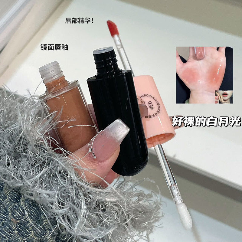 HERORANGE Moisturizing Dual-Ended Lip Gloss Velvet Matte Water Gloss Mirror Double Texture Non-Sticky Lipstick HR499