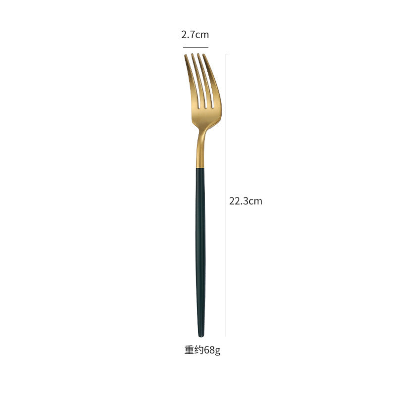 Cross-Border304Stainless Steel Portuguese Cutlery Set Knife Fork Spoon Round Handle Thick Western Cutlery Nordic Hotel Steak Knife