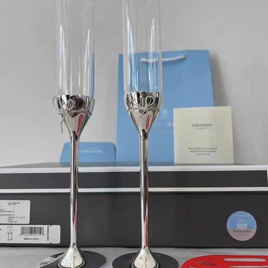 British Wang Weiwei Champagne Glass VeraWang Love Knot Rope Red Wine Pairing Goblet Wedding Gift Box