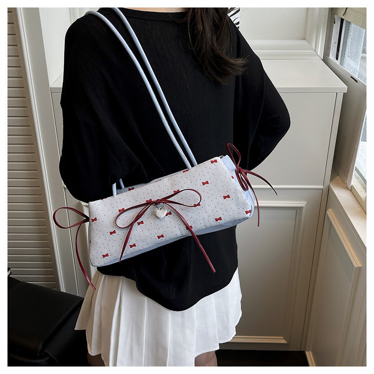 Korean Style High-Value Bowknot Bag for Women2025Summer New Single Shoulder Underarm Bag Fashion Polka Dot Handheld Small Bag for Women