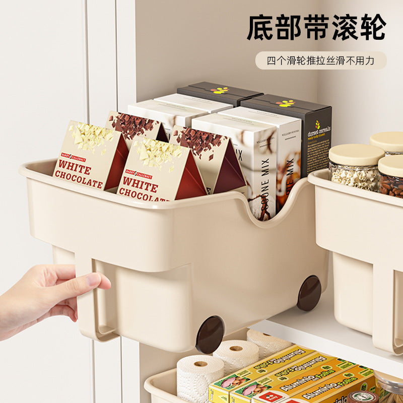 25New Year Storage Box PP Kitchen Cabinet with Handle and Wheels, Toy Spice Cabinet, Storage Box