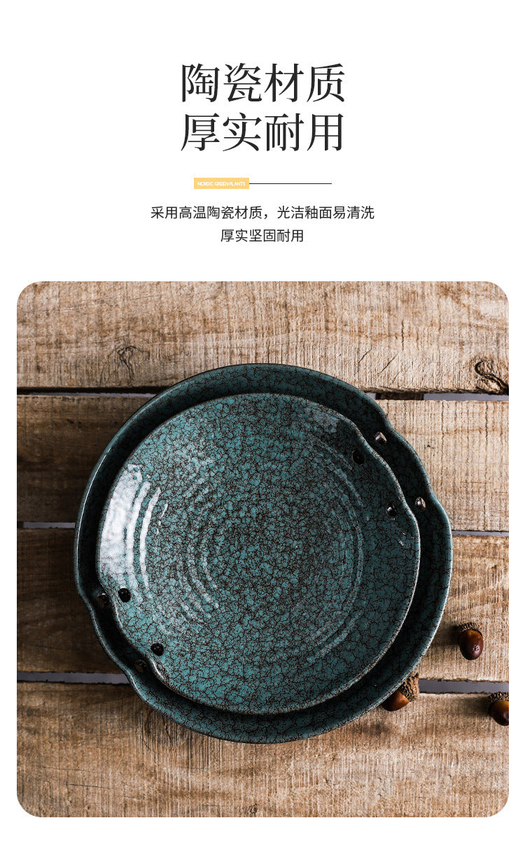Creative Ceramic Dish Plate Handheld Basket Hotel Specialty Plate Fruit Plate Nut Plate Restaurant Ceramic Plate Display Plate